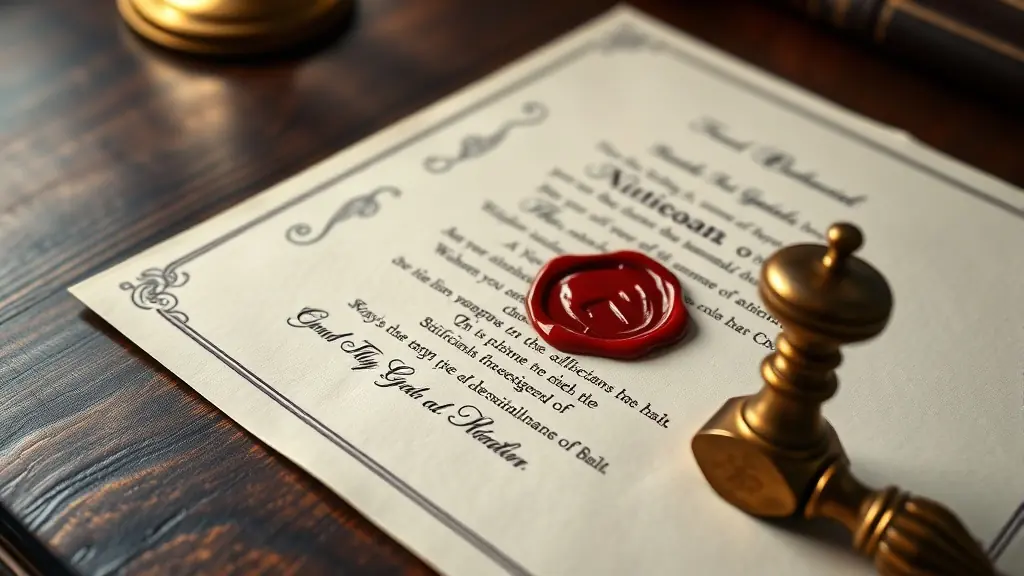 Carta notarial con sello oficial y lacre rojo en notaría peruana