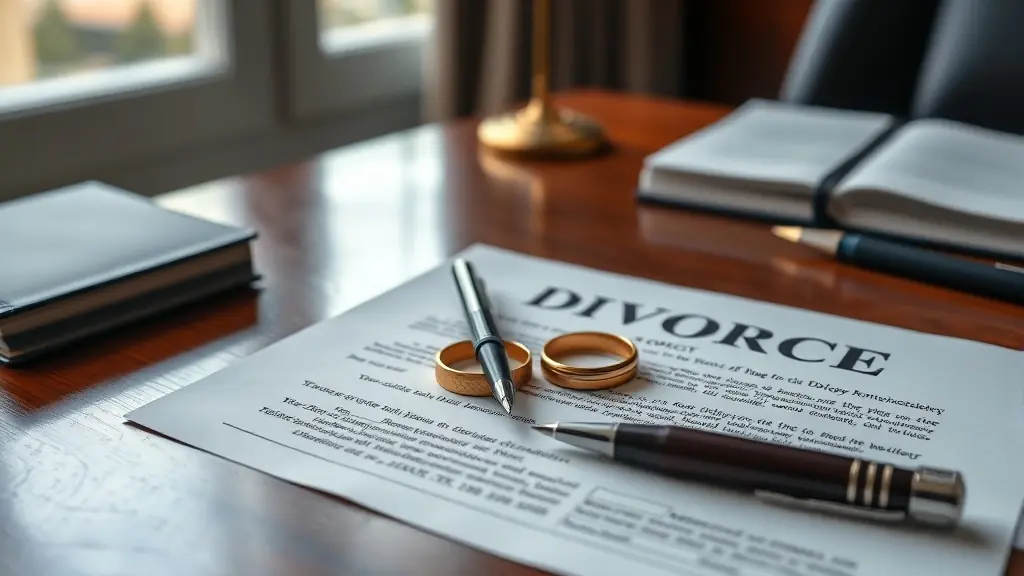 Anillos de matrimonio separados sobre documento de divorcio en Perú