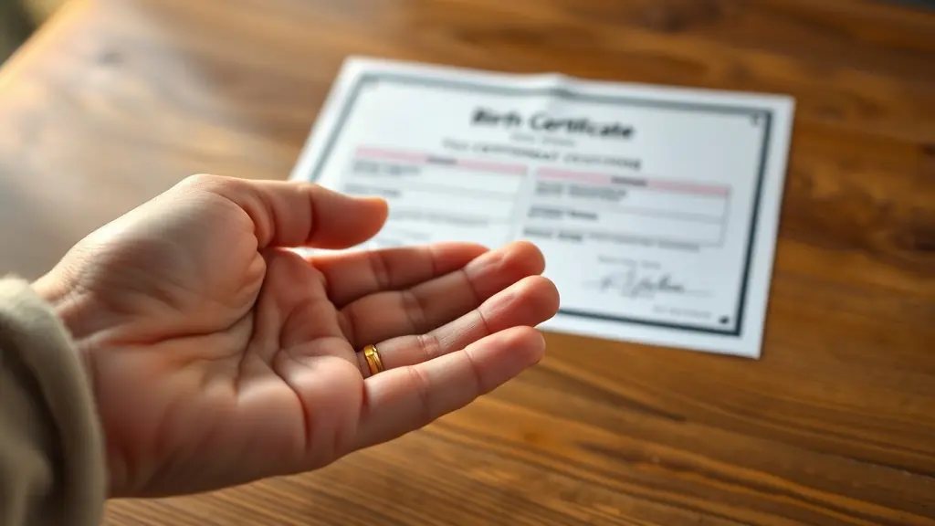 Mano de padre sosteniendo la mano de su hijo recién reconocido